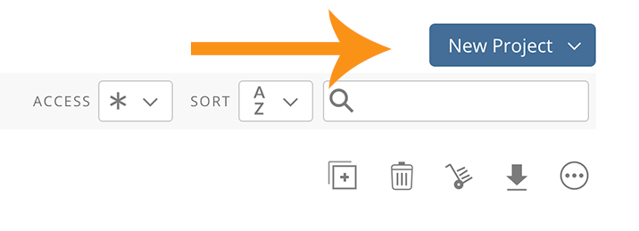 Posit.cloud workspace with the New Project button indicated.